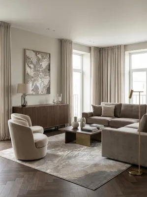 Produktbild von Großer Wohnzimmerteppich 200x290cm | XXL-Teppich Polyester-Mischung | Raumteppich Eleganter Blickfang | Modernes Marmormuster | Gold-Grau-Beige-Champagner | SARNTAL von Kadima Design