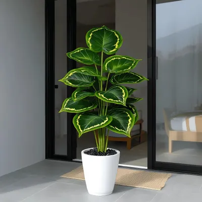 Produktbild von 2er Set Künstliche Palme Kunstpflanze Palmblätter Zimmerpflanze Kunstblume Dekopflanze Blumenarrangement Wohnzimmer Deko - Größe und Blattanzahl: 24 L