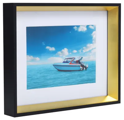 Zdjęcie produktu dla Ramka na zdjęcia Ecosa 20x25 cm passe-partout | prawdziwe szkło | MDF | format pionowy i poziomy | uchwyt ścienny | czarny/złoty