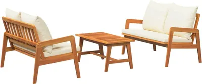 Produktbild von Bistrogarnitur mit Kissen 3 pcs Braun Massivholz Akazie