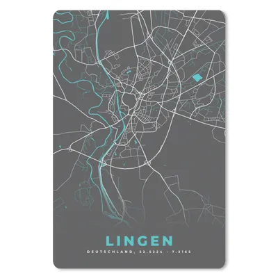 Produktbild von MuchoWow® Mauspad Mousepad Stadtplan - Karte - Lingen - Blau - Deutschland - Karte 18x27 cm - Mousepads - Maus Mat - Pad - Mausunterlage
