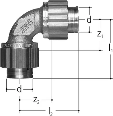 Produktbild von Sanipex Bogen 5520 aus Rotguss mit Klemmverbindern 16 x 16 mm