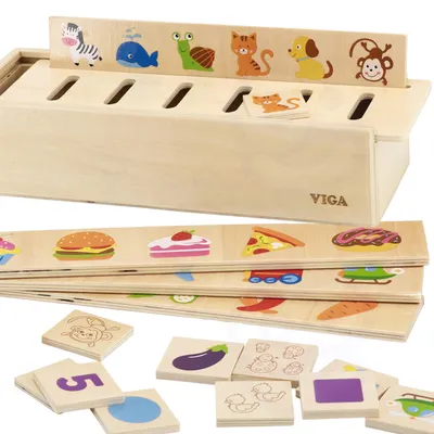 Zdjęcie produktu dla VIGA Drewniany Edukacyjny Sorter Gra Zwierzątka Owoce Warzywa Montessori