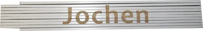 Produktbild von Zollstock Jochen, Buchenholz, weiß, 2 m, gelaserte Beschriftung, Genauigkeitsklasse 3