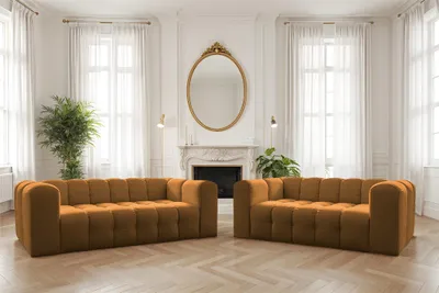 Produktbild von Sofaset Designersofa SOLVIE 3-4 in Stoff Moly Orange
