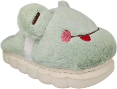 Produktbild von Kinder Gefüttert Hausschuhe Isoliert Slippers Jungen Mädchen Schlappen Animals Grün Gr.30/31