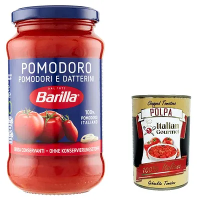 Produktbild von 3x Barilla Sugo Pomodoro e Datterini, Sauce mit 100% italienischen Tomaten, Sauce für Pasta 400g + Italian Gourmet polpa 400g