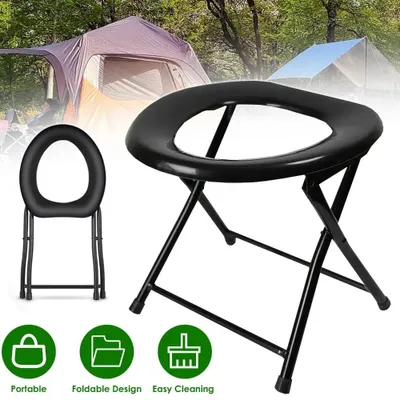 Image de Toilettes portables - Toilettes de camping - Pliables - En plastique - Faciles à ranger et à transporter - Siège confortable - Idéales pour le camping et les voyages