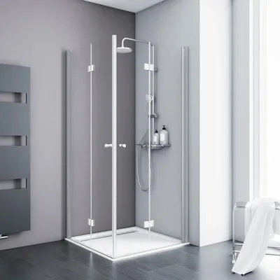 Produktbild von SCHULTE Eckeinstieg mit Drehfalttür Alexa Style 2.0 90 x 100 x 192 cm Profil aluminium Klarglas Reversibel