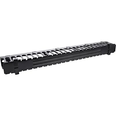 Produktbild von InLine 19" Kabel-Rangierpanel, 1HE, RAL 9005, schwarz, Kabelmanagementtafel, SPCC, Stahl, Schwarz, 1 Stück(e), 621 g