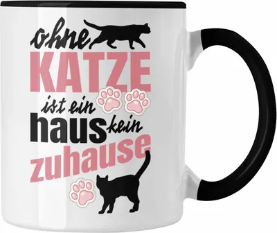 Produktbild von Trendation - Katze Tassen Katzenbesitzer Geschenk Katzen Geschenkidee Lustige Tasse mit Spruch Kater Katzenmama (Schwarz)