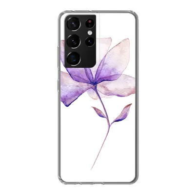 Produktbild von MuchoWow® Handyhülle Schutzhülle Hülle für Samsung Galaxy S21 Ultra Blumen - Aquarell - Lila Silikon Softcase Handy Hülle - Mobiltelefon