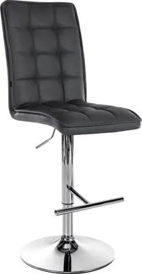 Produktbild von Barhocker PIMIR - Kunstleder Schwarz 45x54x112 cm Silber | Barstuhl Höhenverstellbar Mit Lehne Drehbar Tresenhocker Tresenstuhl Kneipenhocker