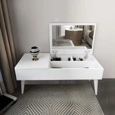 Image de Skye Decor, Riva, coiffeuse, blanc, panneaux de particules 100 % mélaminés, 79,4 x 31 x 35 cm