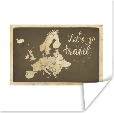 Produktbild von MuchoWow® Poster Europa Karte - Vintage - Zitate 30x30 cm - Wandposter - Printing