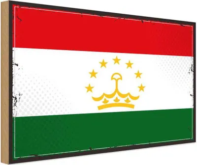 Produktbild von vianmo Holzschild 30x40 cm Tadschikistan Retro Tajikistan Flagge Fahne Wappen