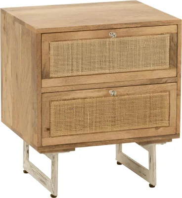 Produktbild von Nachttisch aus Rattan und Mangoholz von J-Line