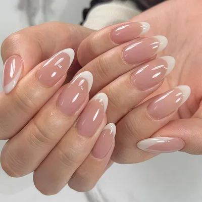 Produktbild von Press on Nails French Almond Rosa & Weiß 24 Stück Künstliche Fingernägel Set