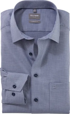 Produktbild von Olymp Herren Hemd Comfort Fit bügelfrei New Kent Kragen marine Größe 48