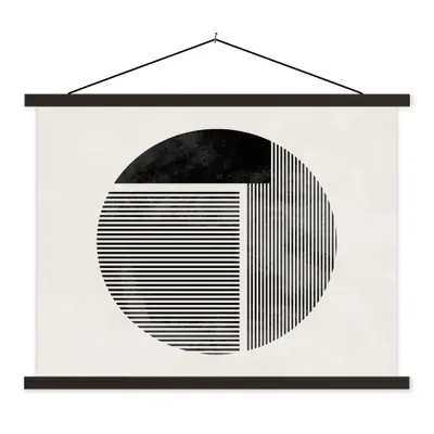 Produktbild von MuchoWow® Textilposter Minimalismus - Kreis - Design 150x113 cm mit holzfarbenen Rahmen - Poster