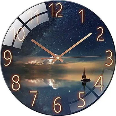 Image de Unyqoos® Horloge murale Wanduhr, 30 cm – Horloge design ronde en verre et en métal, mouvement silencieux, fonctionne sur pile (1 pile AA, non incluse), pré-assemblée pour être accrochée