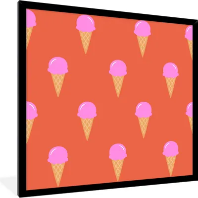 Produktbild von MuchoWow® MuchoWow® Gerahmtes Poster Eiscreme - Muster - Sommer 40x40 cm - Poster mit zchwarzem Bilderrahmen - Mit Rahmen - Wanddekoration Schlafzimmer