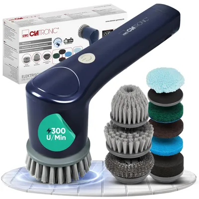 Productafbeelding van Clatronic® elektrische reinigingsborstel met accu | 8 opzetstukken | tot 90 minuten gebruik | Elektrische borstel voor badkamer, keuken, sneakers, auto, grill | ERB 3815