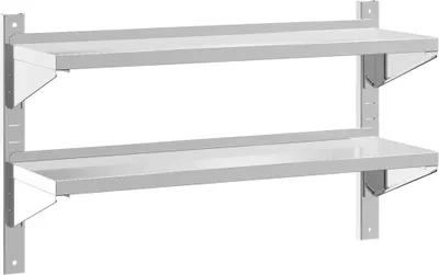 Image de vidaXL Étagère murale avec 2 étagères 100x30x60 cm argenté Acier inoxydable