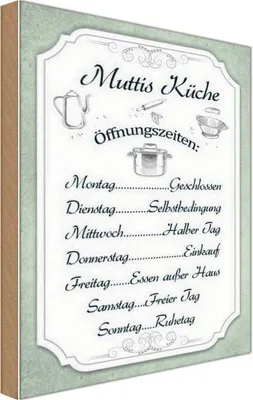 Produktbild von vianmo Holzschild 30x20 cm Muttis Küche Öffnungszeiten Kochen