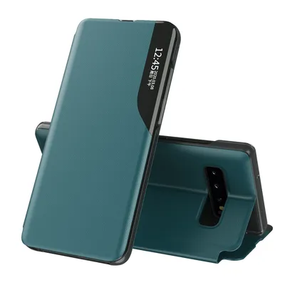 Image de Etui pour Galaxy S10 Plus, Smart View Window Flip StandPolyuréthaneLeather Protective Case for Samsung Galaxy S10 Plus green