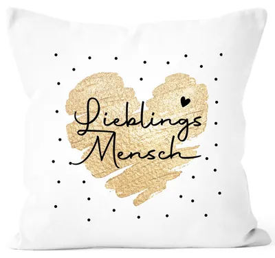Produktbild von Kissen-Bezug Herz Danke Geschenk Lieblingsmensch Alltagsheld Berufe Spruch Schrift SpecialMe® Lieblingsmensch weiß 40cm x 40cm