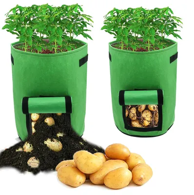 Image de 20 sacs de culture de 38 litres avec fenêtre de récolte, sacs de culture pour pommes de terre en feutre, idéaux pour la fin de l'été, l'automne, les balcons et les jardins