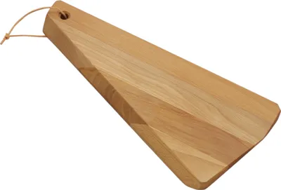 Zdjęcie produktu dla Deska do krojenia nieregularna olejowana z rzemykiem drewno bukowe 35x16