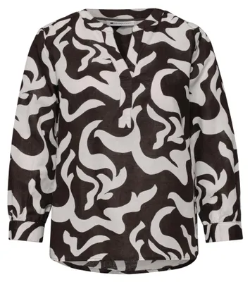 Produktbild von Street One SOL_Splitneck tunic blouse AOP espresso brown 36