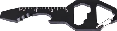 Produktbild von Herbertz Mini Tool AISI 420 Stahl rostfrei 7 Funktionen schwarze Beschichtung Karabinerverschluss
