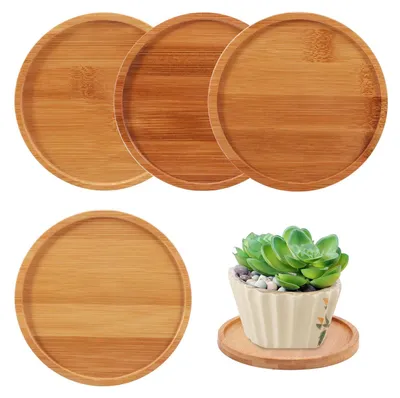 Imagen del producto de Macetas de bambú, juego de 4 unidades, de 11,9 cm de diámetro, para plantas pequeñas