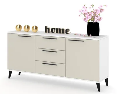 Produktbild von Kommode mit Schubladen Fernsehschrank HANA 3S Weiß Matt/Kaschmir 150cm