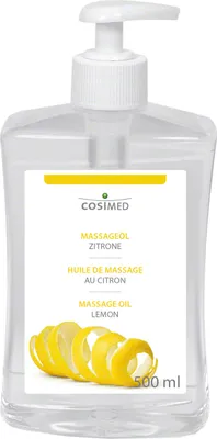 Produktbild von cosiMed Massageöl Zitrone mit Druckspender, Wellness Massage Öl, 500 ml