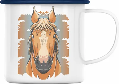 Produktbild von Trendation - Lustige Reiter Sprüche Geschenk Emaille Tasse Reiterin Pferde Mädchen Geschenkidee Pferde Grafik (Blau)