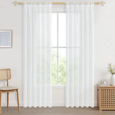 Productafbeelding van Transparante gordijnen - set van 2 - voor de woonkamer - wit - hoogte 245 cm x breedte 140 cm