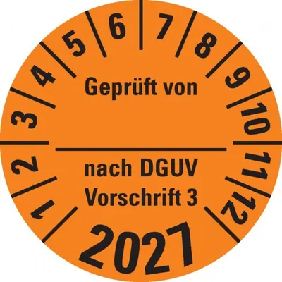 Produktbild von Dreifke® Prüfplakette  von nach DGUV 3,2027,orange,Dokufolie,Ø 30mm,10...