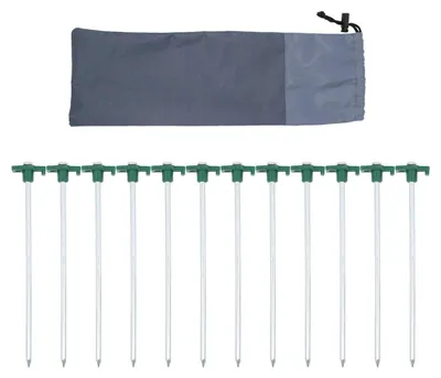 Immagine prodotto di Picchetti per tende da 25 cm, in metallo - 12 pezzi - Chiodi da campeggio - Fissaggio per esterni - Adatti all'uso con martello - Con custodia - Chiodi da campeggio
