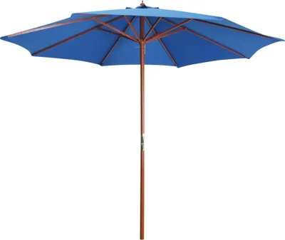 Image de Parasol avec mât en bois 300x258 cm Bleu