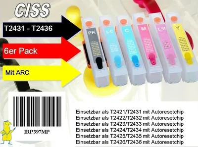Produktbild von T24XL nachfüllbare Leerpatronen mit Autoresettchip - IRP397MP - CISS / Easyrefill