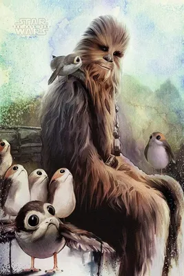 Produktbild von Pyramid Star Wars The Last Jedi Chewbacca and Porgs Poster 61x91.5cm.