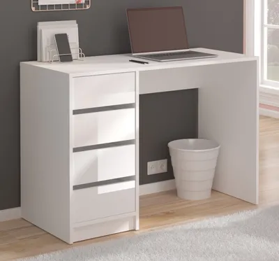 Produktbild von Schreibtisch "Adele" weiß Hochglanz Laptoptisch für Homeoffice und Büro 110 cm