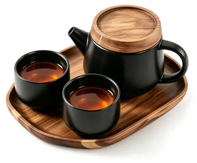 Japanisches Teeservice aus Keramik, 2 Tassen, Tablett, 0,5 l