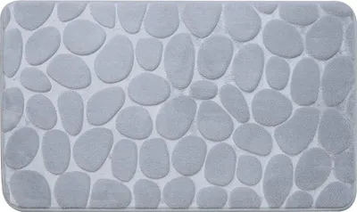 Produktbild von Badematte, Badezimmerteppich, Weich, flauschig, Kieselsteinmuster 50x80 Grau