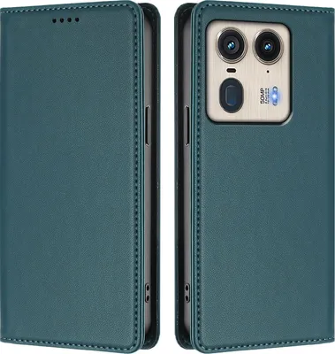 Produktbild von Handyhülle für Motorola Edge 50 Ultra, Kunstleder Klapphülle Stoßfeste Magnetische Hülle mit Ständer Grün