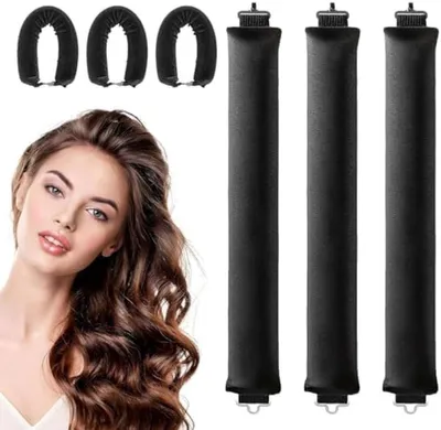 Productafbeelding van PromoHome® Haarrollers met hoofdband, zachte rollers om te slapen, set voor krullen, nachtkrullen (zwart)
